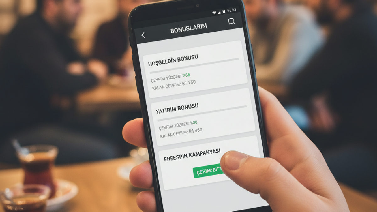 Bets10 mobil uygulaması üzerinden bonus çevrim takibini gösteren bir akıllı telefon.
